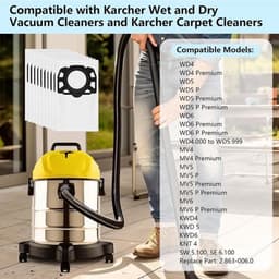 Stofzuigerzakken voor natte en droge stofzuiger - 10 stuks - geschikt voor Kärcher WD4 WD5 WD6 - Vervangende zakken voor WD 4.000 tot WD 5.999 SW 5.100 SE 6.100 - 2.863-006.0 — thumbnail 5