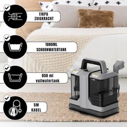 Allvia® Tapijtreiniger Machine - Tapijtreiniger Stofzuiger - Tapijtreiniger - Vlekkenreiniger - Bankreiniger - 450W - Grijs - ‎30CM x 16CM x 26 CM — thumbnail 2