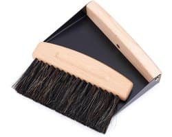 Tafelbezem en Stoffer - Mini Set - Bureau Schoonmaken - Magnetische Bevestiging - 15.5 cm - Zwart