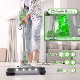 Groene Snoerloze Steelstofzuiger 260 W, 23 kPa, LED Display, Zachte Rolborstel, HEPA-filter, 50 min Gebruiksduur, Draadloze Stofzuiger met Afneembare Accu, voor Harde Vloeren, Tapijt en Dierenharen — thumbnail 3