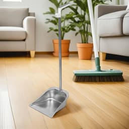 Stoffer en Blik - Veegblik Vuilnisschep - Efficiënt Schoonmaken - Brede Rand - 81 cm - Zilver — thumbnail 2