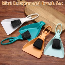 Mini bezem veegset - Kleine schoonmaakset - Bureau reinigen - Compact opbergbaar ontwerp - 18 cm bezem - Wit — thumbnail 3