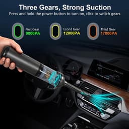 Kruimeldief-handstofzuiger draadloos-Handstofzuiger met borstelloze motor en 17000 Pa zuigkracht - Voorzien van HD digitaal display, mini lichtgewicht oplaadbare stofzuiger - Geschikt voor thuis en in de auto - Zwart - 28,5 x 6 cm — thumbnail 3