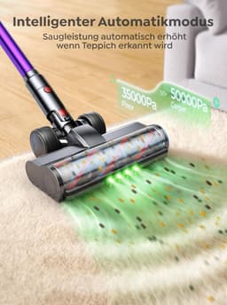 Draadloze Steelstofzuiger - Krachtige Zuiger - Efficiënt Huis Schoonmaken - 600W 50KPA Zuigkracht - 65 Min Looptijd - Paars — thumbnail 3
