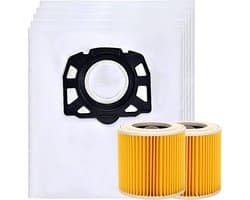 5x Stofzuigerzakken & 2 filter geschikt voor Karcher WD2 Plus, WD3 (Battery), KWD1, KWD2, KWD3, WD3.200 - WD3.800 M - stofzuigzak stofzakken