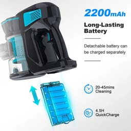 Handstofzuiger met Steel - Automatische stofsensor - Afneembare Kruimelzuiger - Draadloze Steelstofzuiger - 20Kpa - Zakloos - Draadloze stofzuiger — thumbnail 4