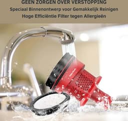 Steelstofzuiger met snoer - 3 in 1 Stofzuiger zonder zak - 3 verschillende opzetstukken - 600W - Rood — thumbnail 3