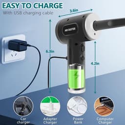 Elektrische Plumeau - Stofzuiger Ventilator - Grondig Reinigen - 3 Snelheden Instelbaar - 6000 mAh Batterij - Zwart — thumbnail 2