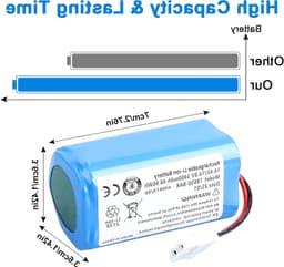 14.8V 3400mAh Li-ion Accu voor Robotstofzuiger - Vervangingsbatterij voor A4, A6, A9, V7 en meer, Lange levensduur en hoge capaciteit — thumbnail 4