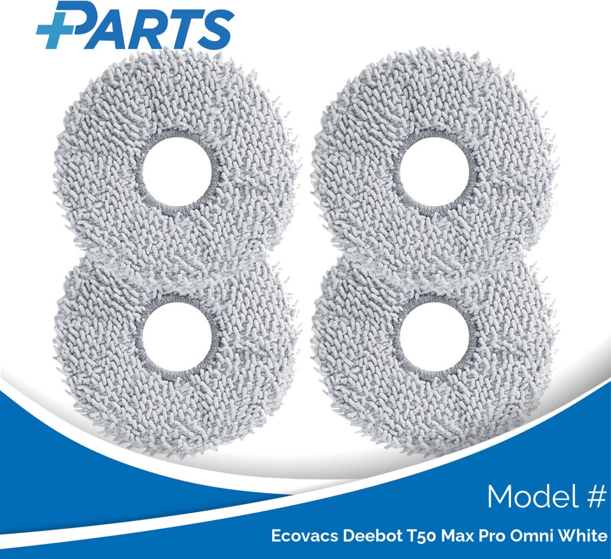Ecovacs Deebot T50 Max Pro Omni White Dweilpads (4 Stuks, Plus.Parts® alternatief voor 201-2425-10B0) — afbeelding 1