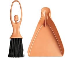 Stoffer en Blik Set - Mini Bezem - Snel Opruimen - Precisie Borstelkop - 11x23.5 cm - Oranje
