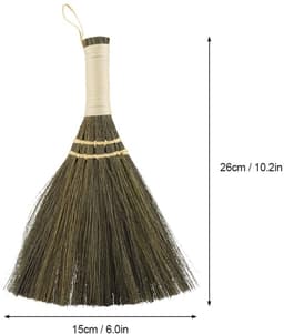 Dailygoods - Handbezemborstel - Kleine gevlochten stro - Draagbaar - Bamboe - Desktopreiniging - Geschikt voor harde vloeren en tapijt - Zilver — thumbnail 5