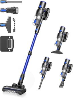 Draadloze steelstofzuiger - Elektrische bezem - Krachtig reinigen - Lichtgewicht en oplaadbaar - 24 x 185 cm - Blauw — thumbnail 1