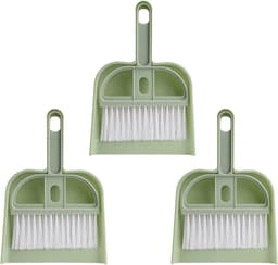 Mini Stofpan Borstel - Reinigingsset - Kleine Oppervlakken Schoonmaken - Duurzaam Kunststof - 3 Stuks - Groen — thumbnail 1