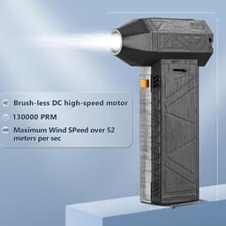 Mini Jet Fan - Luchtblazer Turbo - Stof Verwijderen - 130000 RPM Snelheid - 14 x 9 cm - Grijs — thumbnail 3
