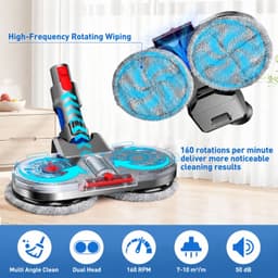 VHV - Elektrische vloerwisser - Mop & Dweil Opzetstuk - Geschikt voor Dyson V7 V8 V10 V11 V15 Steelstofzuiger - Stofzuigermond voor Nat & Droog - Inclusief 6 Dweilpads — thumbnail 2