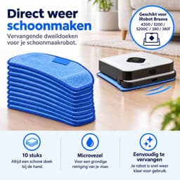 BukkitBow - Vervangende Dweilpads - Microvezel Dweildoeken Robotstofzuiger - Geschikt voor iRobot Braava 4200/5200/5200C/380/380T - 10 Stuks — thumbnail 3