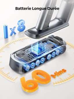 Draadloze Steelstofzuiger 650W - Krachtige Stofzuiger met Afneembare Batterij en Automatische Modus — thumbnail 3