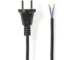 Nedis Stroomkabel voor Stofzuiger - 15.0 m - Type-F (CEE 7/7) - 250 V AC - 16 A - Zwart - PVC