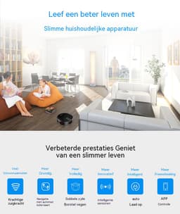 Robotstofzuiger Met Dweilfunctie-Dweilrobot-Gyroscopische Navigatie-App En Spraakbediening-4000 Pa-120 Min-Harde Vloeren-32x32x7,8cm — thumbnail 3