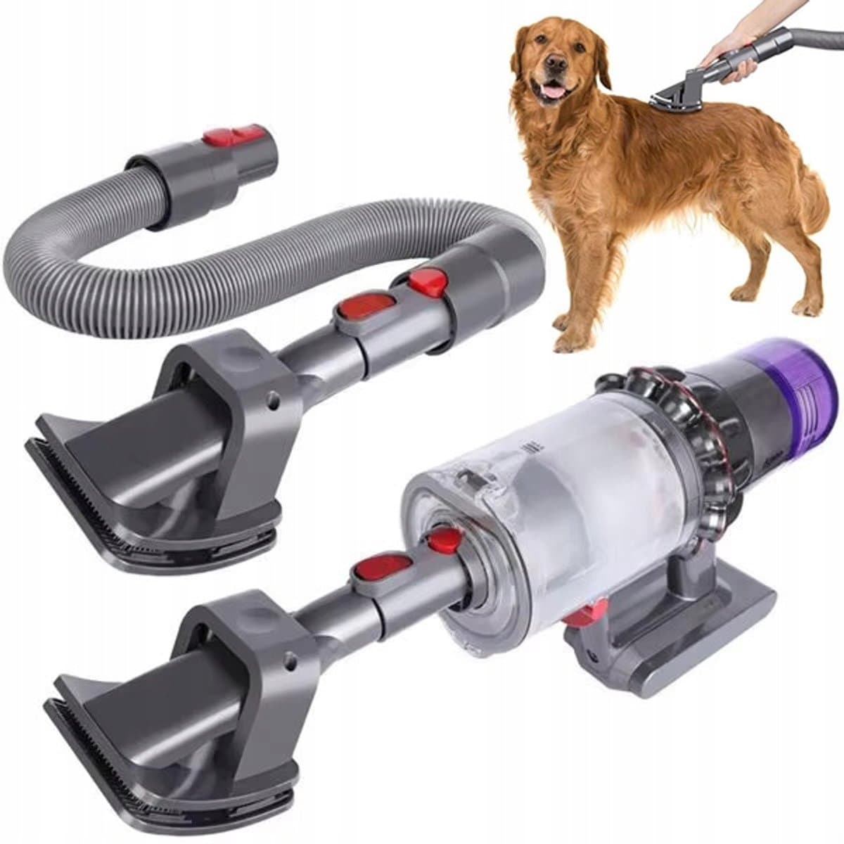 Rosfix GroomSet Pro V7–V11 - Borstel Set met Uittrekbare Metalen Naalden - Flexibele Slang 52–160 cm - Geschikt voor Dyson — afbeelding 1