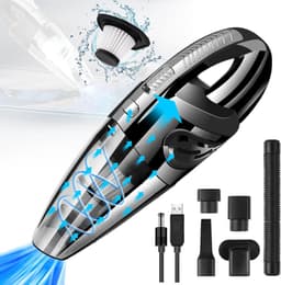 Autostofzuiger Draadloze Kruimeldief voor Auto en Thuis Handstofzuiger – Auto-accessoires – Met 5-delige Opzetstukkenset & USB – Krachtig, Nat en Droog & Draagbaar - ABS - Zwart - R-6053 — thumbnail 5