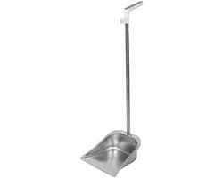 Stoffer en Blik - Veegblik Vuilnisschep - Efficiënt Schoonmaken - Brede Rand - 81 cm - Zilver