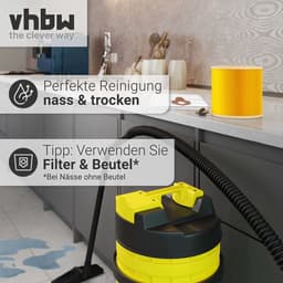 vhbw geplooid filter compatibel met Kärcher WD 2500 M, WD 2200, WD 2240, WD 2400 M, WD 2250, WD 2250 stofzuigers - cartridgefilter geel, wasbaar — thumbnail 3