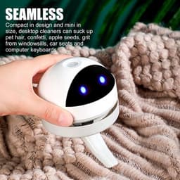 Mini desktop stofzuiger - USB oplaadbaar en draadloos - hoge zuigkracht voor bureau, kantoor, auto, kussen en toetsenbord - wit — thumbnail 5