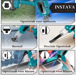 Instava - Accu Auto Stofzuiger zonder Accu - Geschikt voor Makita 18v Accu - Handstofzuiger Draadloos - Autostofzuiger - Kruimeldief - Mini Stofzuiger — thumbnail 5