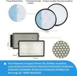 Replacements® filter set geschikt voor Rowenta Compact Power Cyclonic XXL stofzuiger (RO48XX modellen) - 4-delig — thumbnail 2
