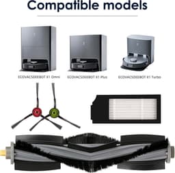 (10 stuks) vervangende onderdelen geschikt voor ECOVACS DEEBOT DEEBOT X1 OMNI X1 PRO OMNI X1 OMNI T10 OMNI robotstofzuiger accessoireset, 1 rolborstel, 3 HEPA-filters, 6 zijborstels — thumbnail 5