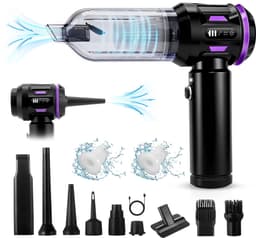 Glitzerlife - Handstofzuiger, Accu, Mini-Stofzuiger, Draadloos, 25000 Pa, Handstofzuiger, Sterk, 4-In-1 Autostofzuiger Met Borstelloze Motor, 3 Standen, DraagGlitzerlife -bare Stofzuiger Voor Auto - Zwart-Paars — thumbnail 1