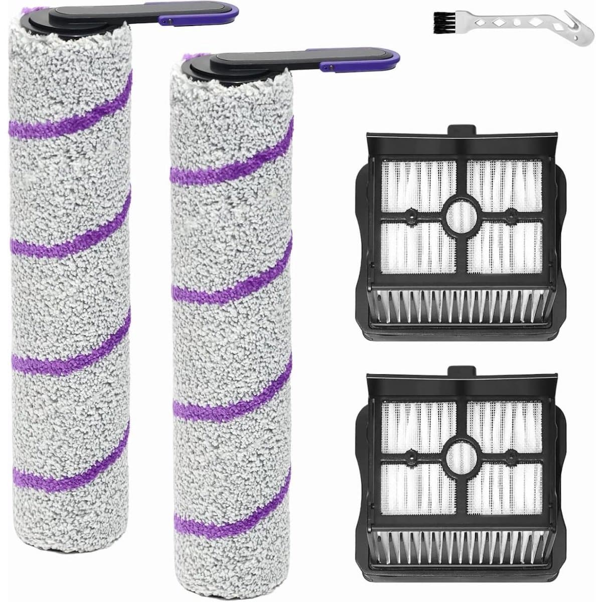 GELLDG Vervangende rolborstels - Geschikt voor Rowenta X-Clean 10 en Narwal S20 Pro nat- en droogstofzuigers - inclusief 2 rolborstels, 2 filters en 1 reinigingsborstel. — afbeelding 1