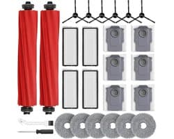 26-Stuks Accessoires Set Geschikt voor Roborock QV 35A / QV 35S - Inclusief 2 Hoofdborstels - 6 Stofzakken - 6 Dweilpads - 4 HEPA-Filters - 6 Zijborstels - Complete Onderhoudskit - Robotstofzuiger Reserveonderdelen