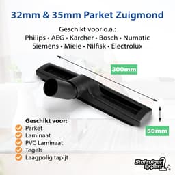 Universeel Vervangende Parket Zuigmond Geschikt voor Miele, Numatic, Philips, AEG, Karcher, Bosch, Siemens etc. met een zuigbuis dia van 32mm en 35mm - opzetstuk - stofzuigermond - stofzuigermondstuk - stofzuigervoet - borstel - stofzuigerborstel — thumbnail 3