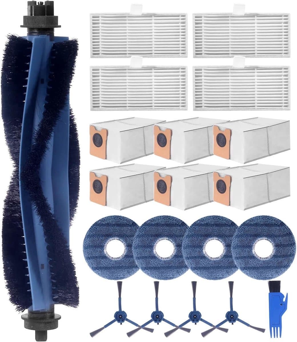 20-delige Accessoireset Geschikt voor Eufy Omni C20 - Reserveonderdelen Set - Accessoires-eufy-omni-c20-reserveonderdelen-set -1 Hoofdborstel - 4 Filters - 4 Zijborstels - 4 Dweildoeken - 6 Stofzakken - Zwart-Blauw — afbeelding 1