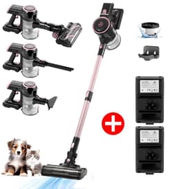 AG4200 Steelstofzuiger Draadloos – 2 Accu’s – 90 Min Stofzuigen – Krachtige Stofzuiger Zonder Zak – Geschikt voor Dierenharen – 2-in-1 Kruimeldief – Compact & Lichtgewicht – Rose Gold — thumbnail 1
