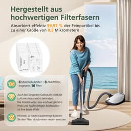 16 filters voor Miele stofzuiger [Compact C1 & C2, Complete C2 & C3, S8340] 8 motorbeschermingsfilters en 8 uitlaatluchtfilters, vervangingsfilters compatibel met Miele stofzuigers S4000, S5000, S6000 — thumbnail 3