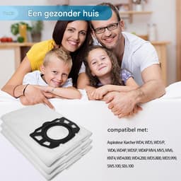 GELLDG 10 stuks stofzuigerzakkenset - inclusief 2 vervangingsfilters - Geschikt voor Kärcher WD4 WD5 WD6 WD5P WD6P MV4 MV5 MV6 modellen - De filterset bevat een KFI 4410 filter (2.863-005.0) en een KFI 487 stofzak (2.863-006.0) — thumbnail 4
