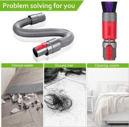 Verlengslang Geschikt voor Dyson Steelstofzuiger V15, V11, V10, V8 & V7 - Stofzuiger accessoires - Krasvrije stofborstel en Verlenging flexibele slang - Mondstuk - Stofzuigeraccessoires - Grijs — thumbnail 4
