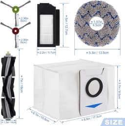 Geschikt voor Vervangende onderdelen voor ECOVACS DEEBOT X1 OMNI Turbo T10 robotstofzuiger - Reserve-accessoireset inclusief 1 hoofdborstel, 4 zijborstels, 4 filters, 4 dweilen, 2 D-pads, UST-zak — thumbnail 3