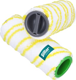 Sillar, 2 x rollers, geschikt voor elektrische mop Karcher EWM 2 FC3 FC5 FC7, van microvezel, vervangende rollen, herbruikbaar, wasbaar, wit/geel — thumbnail 4