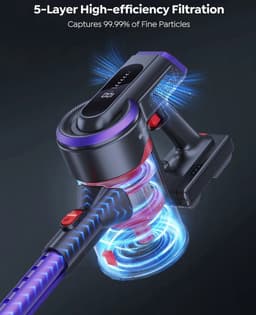 Steelstofzuiger - Steelstofzuiger draadloos - Draadloze stofzuiger - Touch display - Steelstofzuiger zonder zak - 450W — thumbnail 2