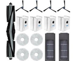 15 stuks vervangende accessoires set geschikt voor Ecovacs Deebot X2 / X2 Omni / X2 Pro / DEX86 stofzuiger reserveonderdelen, 1 hoofdborstel, 4 zijborstels, 2 hepa-filters, 4 stofzakken, 4 dweildoeken