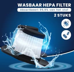 HomeShift Kruimeldief Draadloos - Handstofzuiger - Kruimelzuiger - Nat & Droog - Incl. 5 opzetstukken en 2 HEPA filters - Zwart/Zilver — thumbnail 4