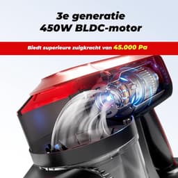 Draadloze Stofzuiger 45 kPa Zuigkracht – Steelstofzuiger & Handstofzuiger – 60 Min Accu – Lichtgewicht – Anti-Klit Borstel – Voor Dierenharen & Harde Vloeren — thumbnail 3
