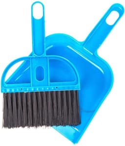 Bezem Stofpan Set - Reinigingsset - Kleine ruimtes schoonmaken - 2-in-1 combinatie - Mini formaat - Blauw — thumbnail 1