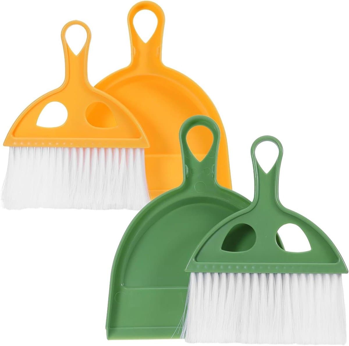 Handbezem en Stoffer Set - Mini Stoffer Blik - Bureau Schoonmaken - Compact Opbergen - 20 x 16 cm — afbeelding 1