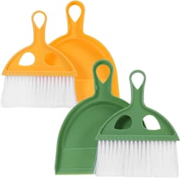 Handbezem en Stoffer Set - Mini Stoffer Blik - Bureau Schoonmaken - Compact Opbergen - 20 x 16 cm — thumbnail 1